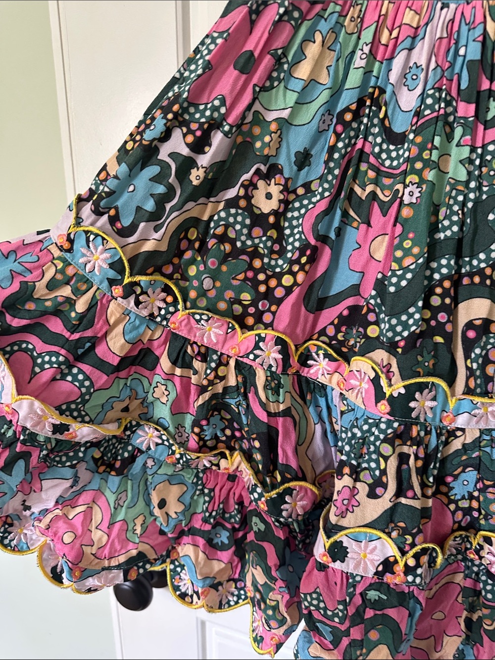 CeliaB Pink & Green Floral Wrap Midi Dress - Picture 6 of 9